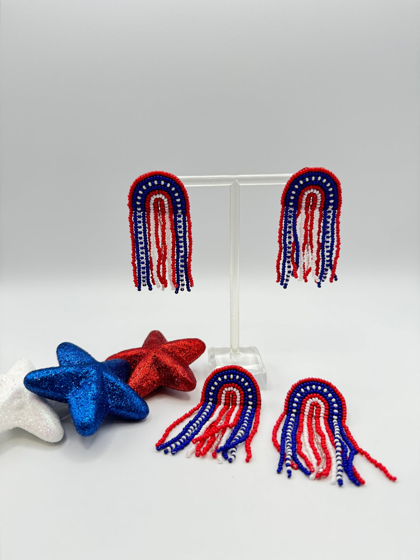 Fringe Red, White, and Blue Earrings