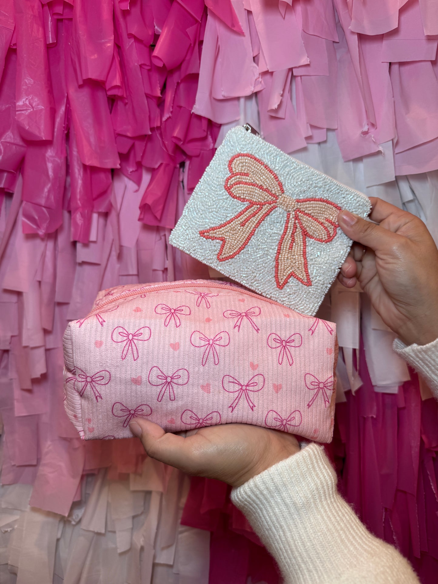 Pink Bow Seeded Coin Purse