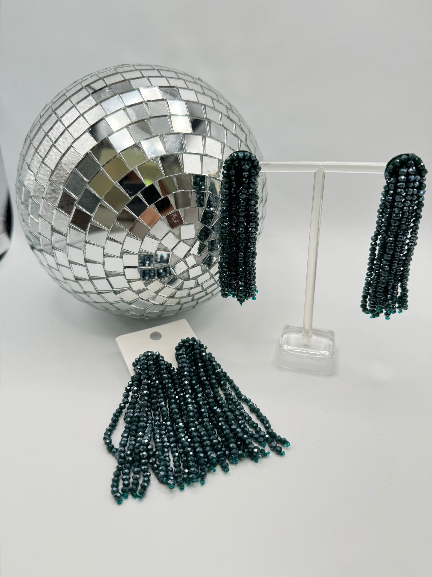 Beaded Drop Earrings - Emerald