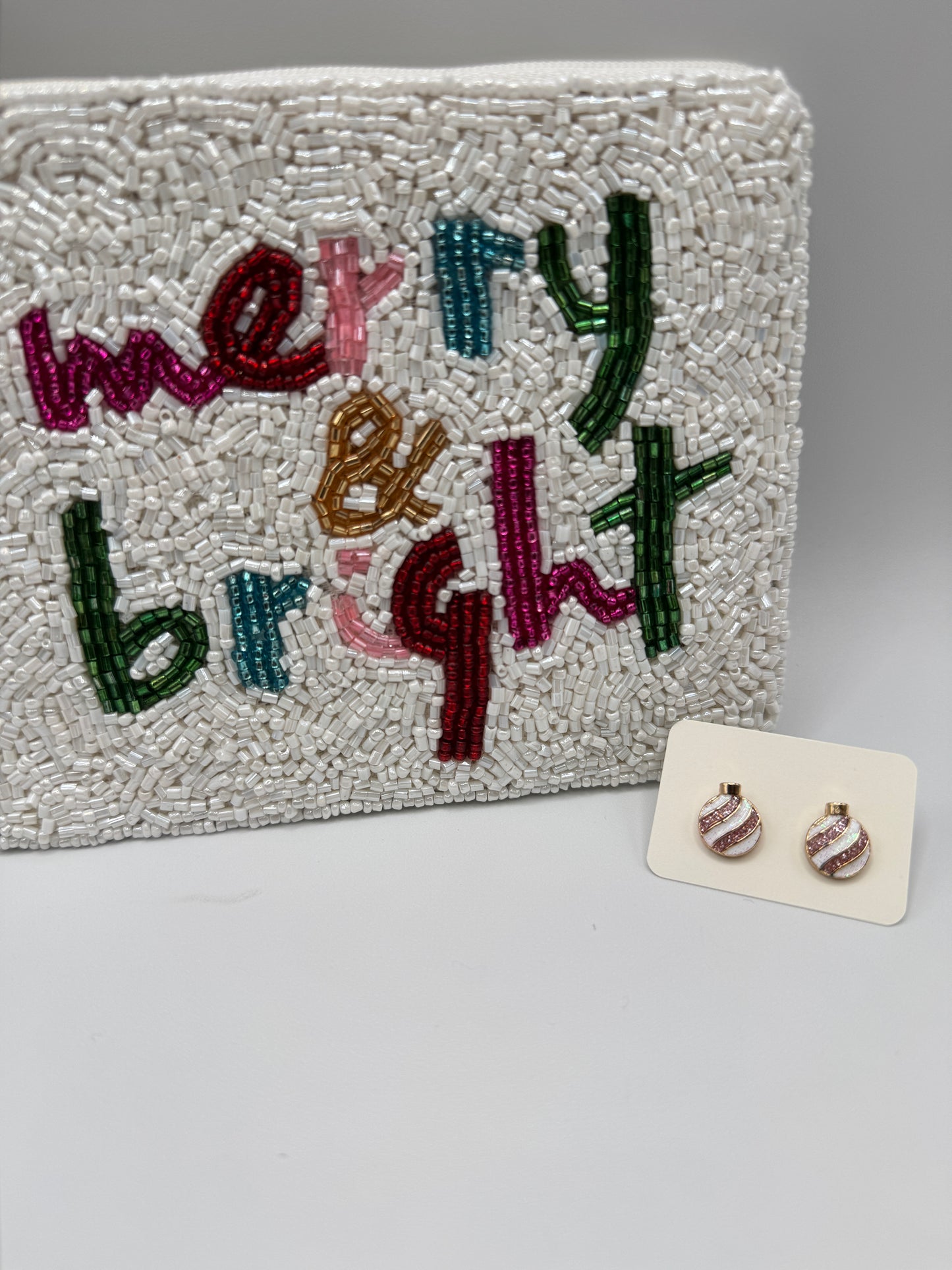 Striped Christmas Ornament Stud