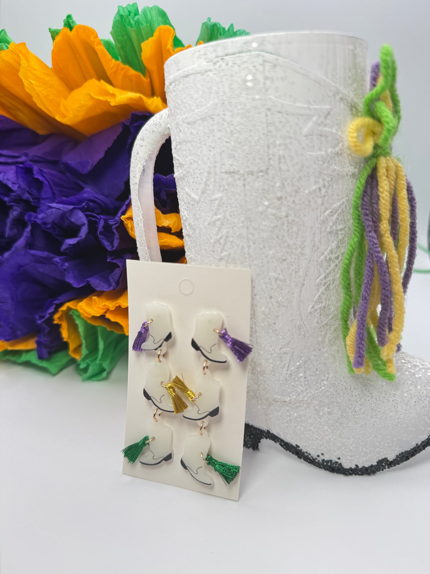 Mardi Gras Marching Booties Earrings