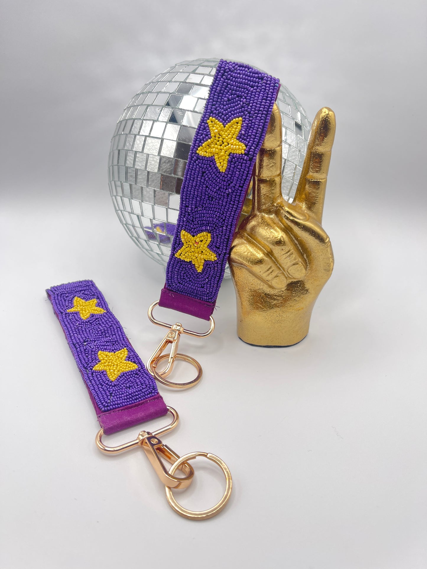 Purple and Gold Star Keychain