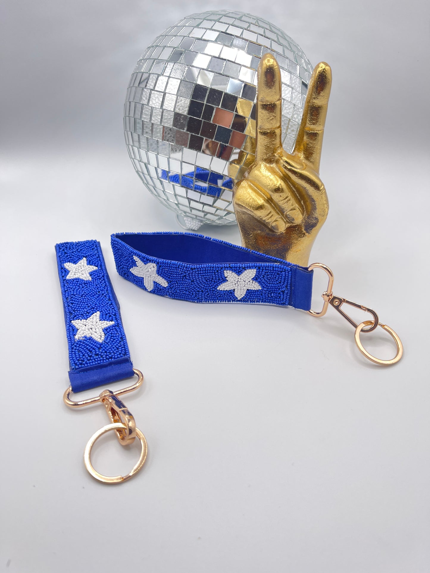 Blue and White Star Keychain