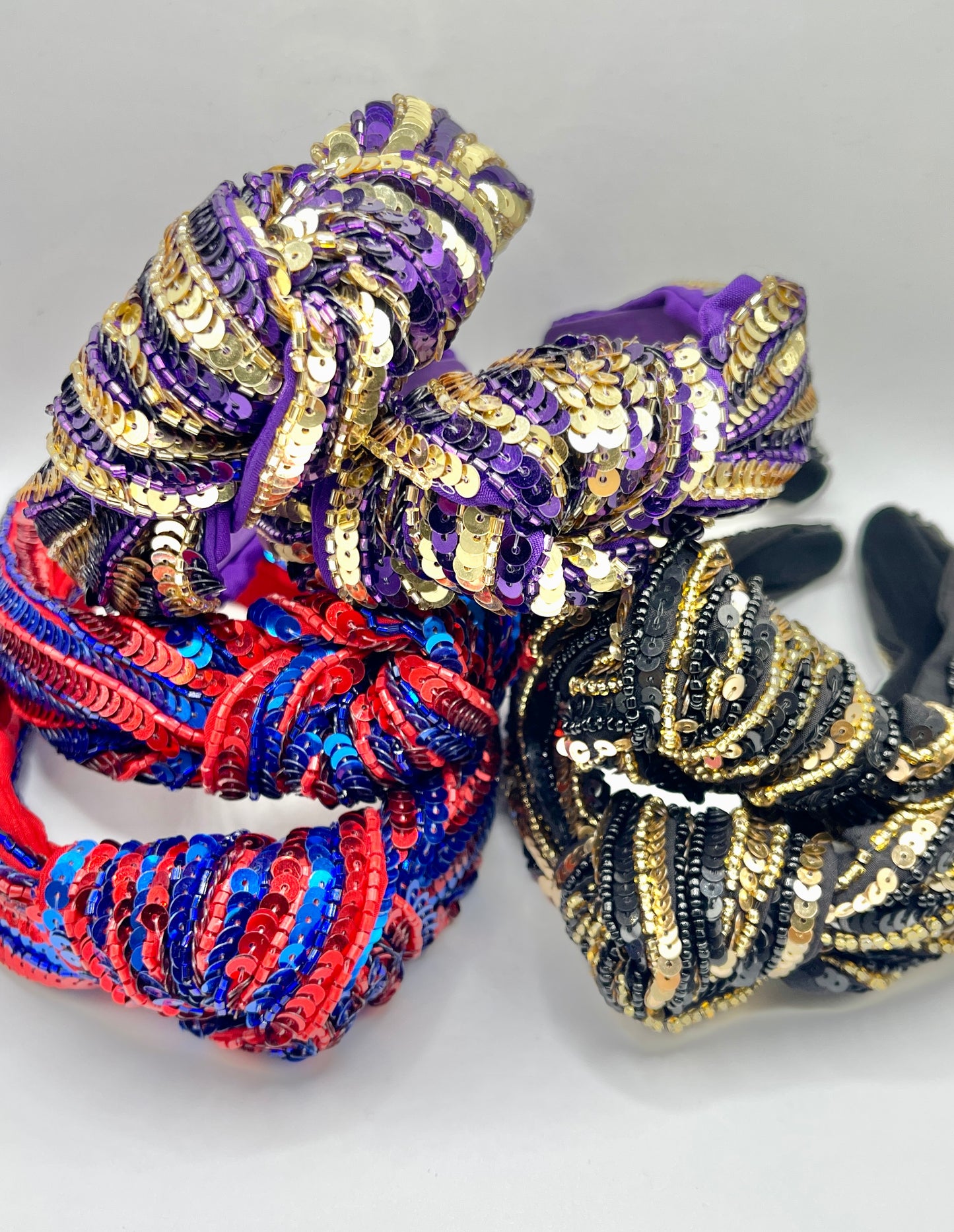 Sequin and Beaded Top Knot Headband