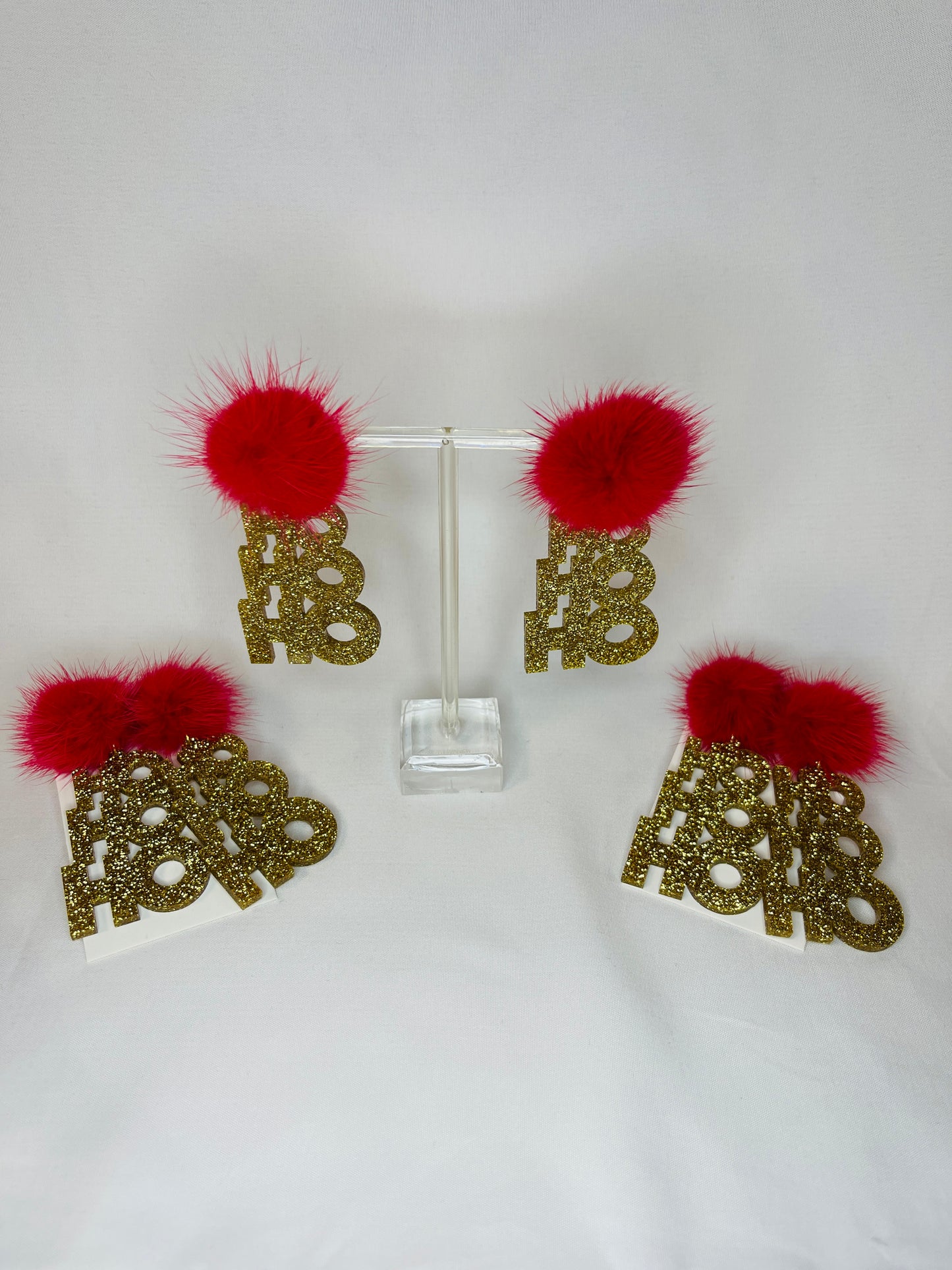 HO HO HO Gold and Red Pom Earrings