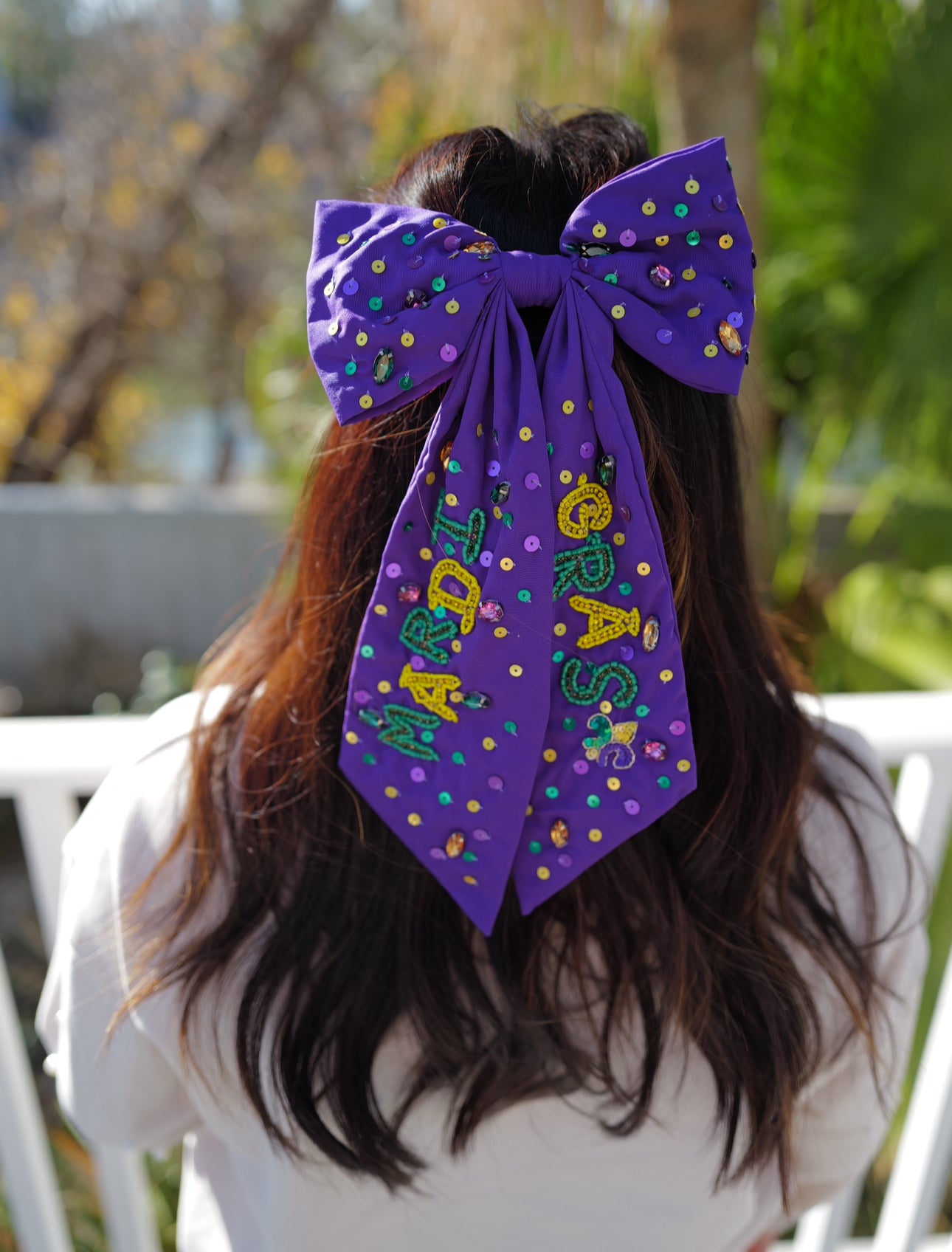 Mardi Gras Bow - Purple