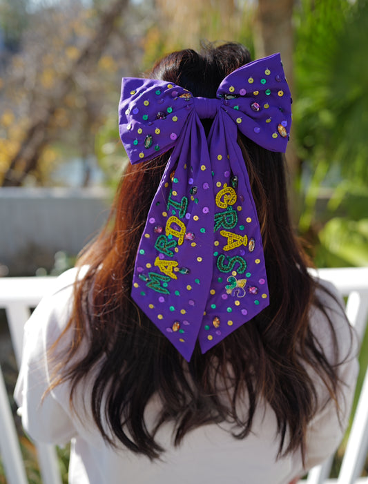 Mardi Gras Bow - Purple