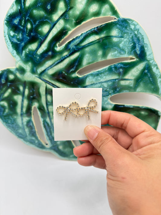 Rhinestone Bow Studs
