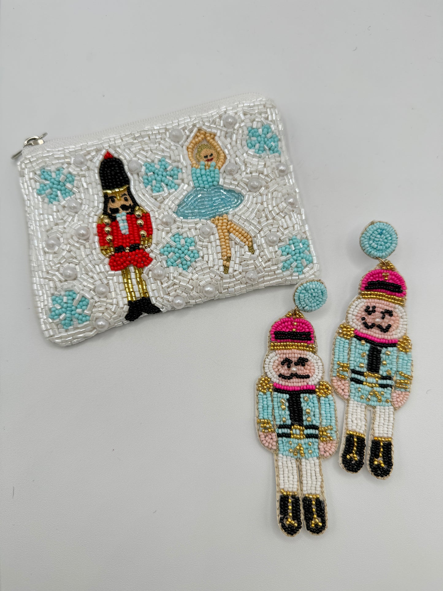 Blue and Pink Nutcracker Earrings