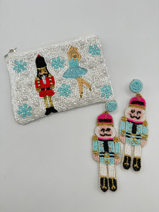 Blue and Pink Nutcracker Earrings
