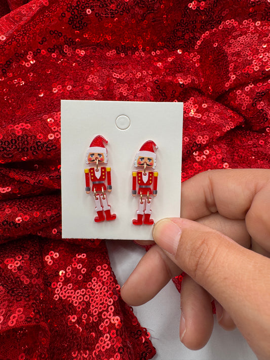 Mini Nutcracker Earrings - Red