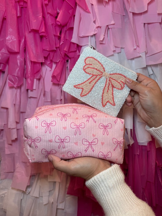 Pink Bow Seeded Coin Purse