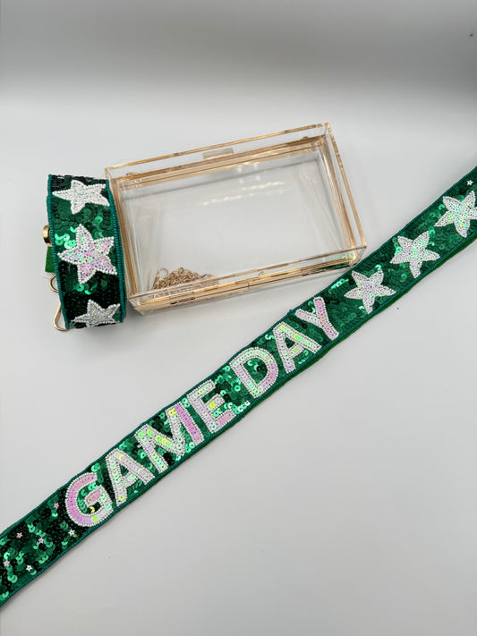 Green and White Game Day Purse Strap