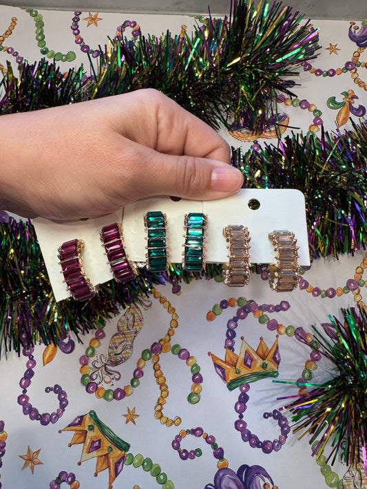 Mardi Gras Rhinestone Earrings