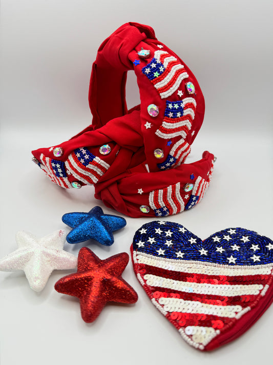 American Flags Headband - Red