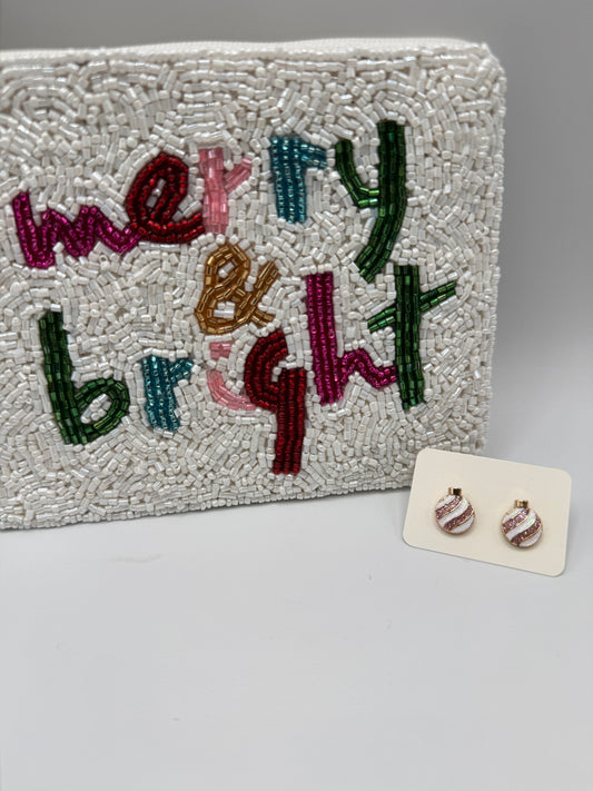 Striped Christmas Ornament Stud