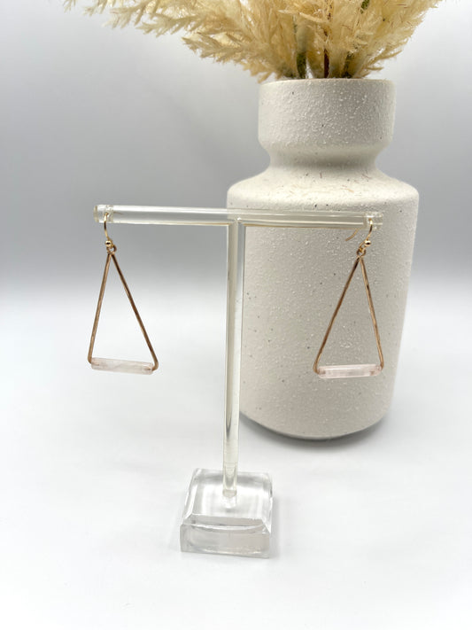 Hammered Stone Triangle Earrings
