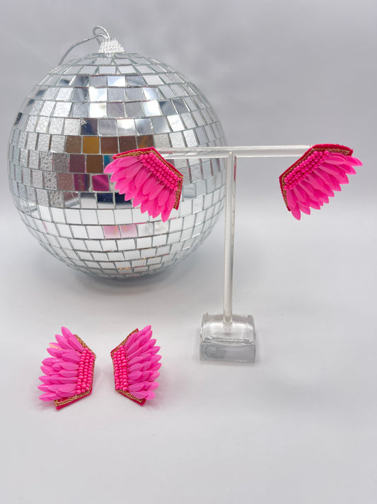 Hot Pink Fan Earrings