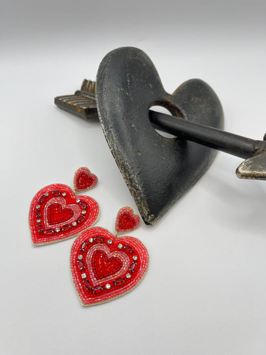 Red Beating Hearts Earrings