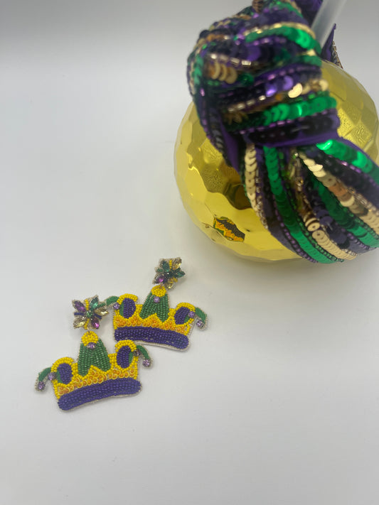 Mardi Gras Crown Earrings