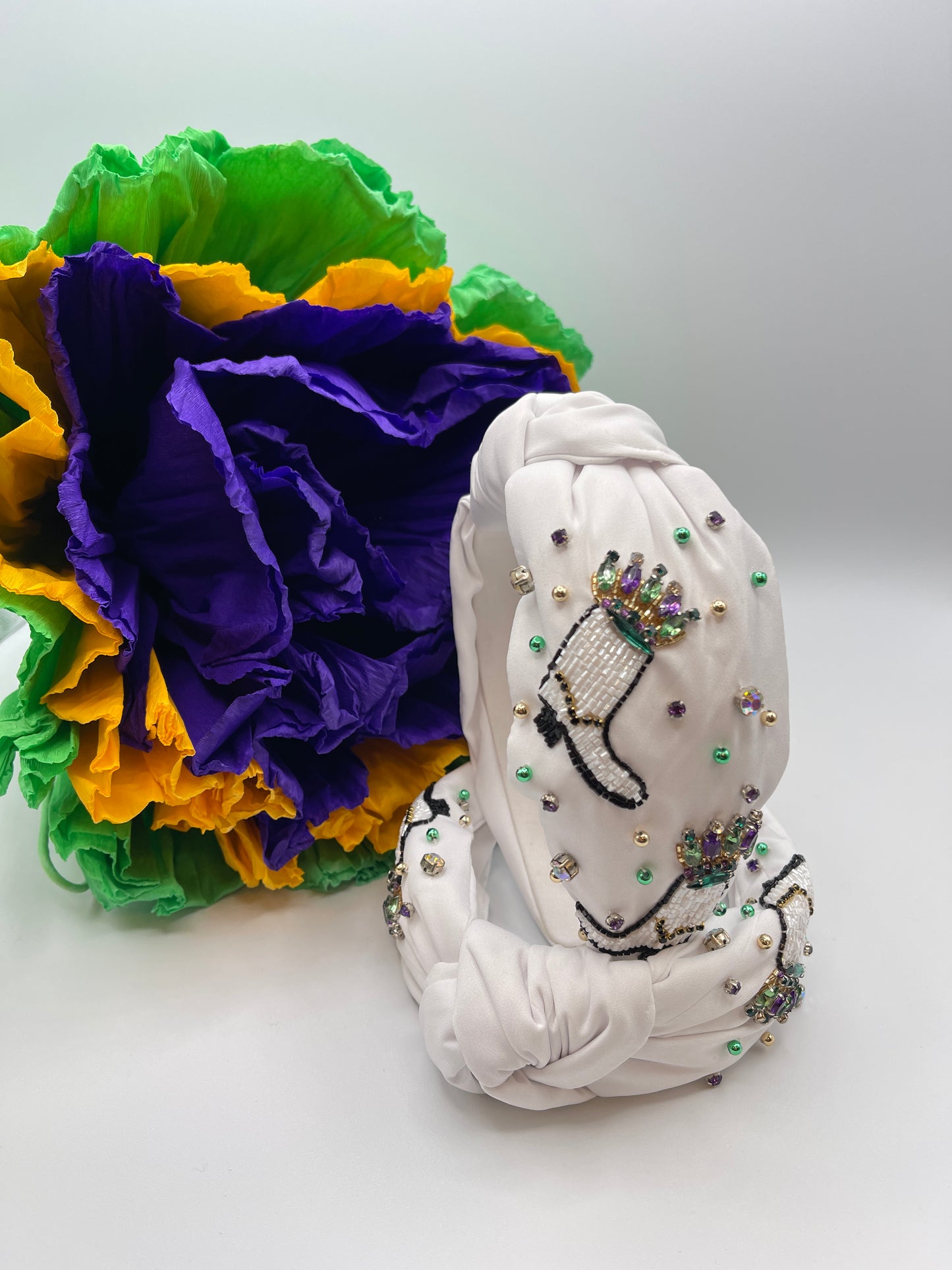 Jeweled Mardi Gras Marching Boots Headband