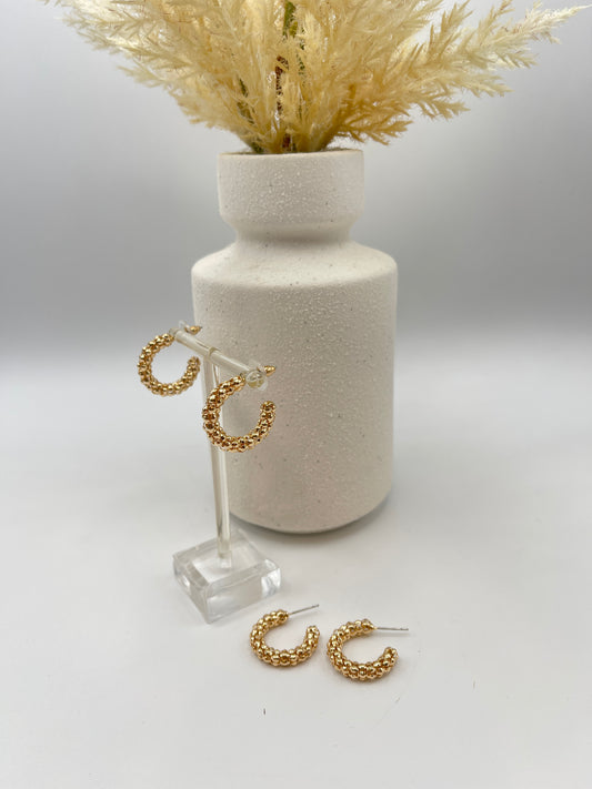 Mini Textured Gold Chain Hoops