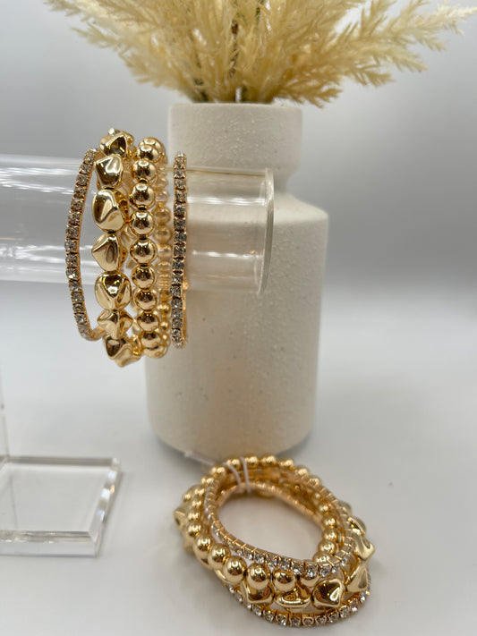 Gold and Stone Stack Bracelet
