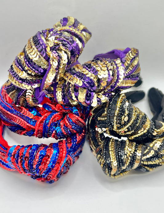 Sequin and Beaded Top Knot Headband