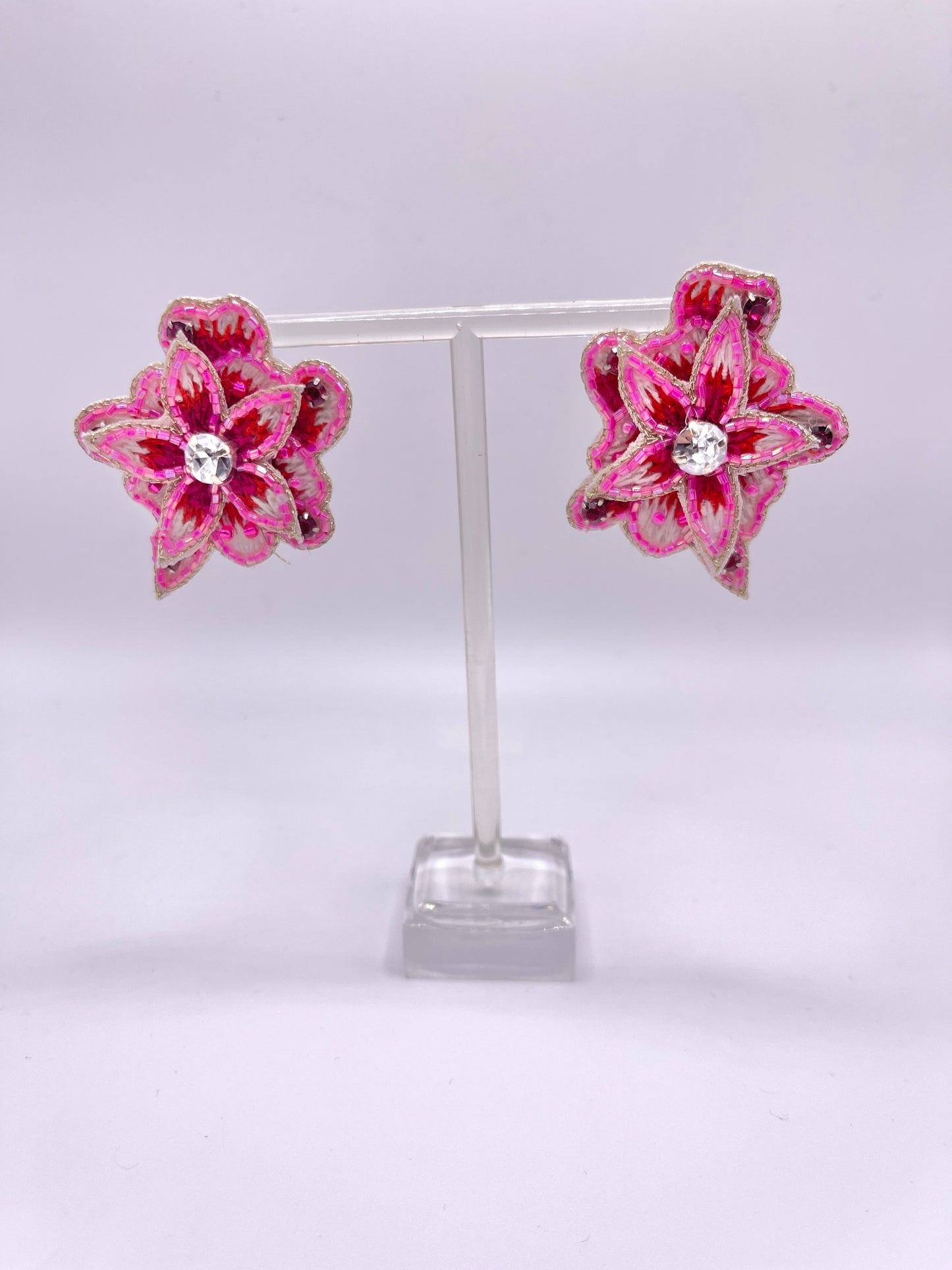 Pink Flower Burst Earring