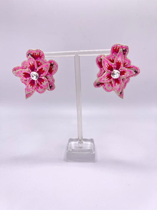Pink Flower Burst Earring