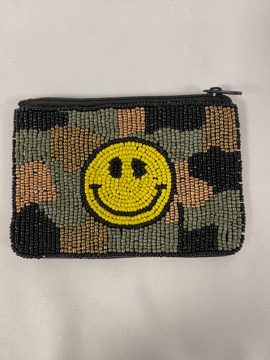 Camo Smiley Beaded Coin Purse