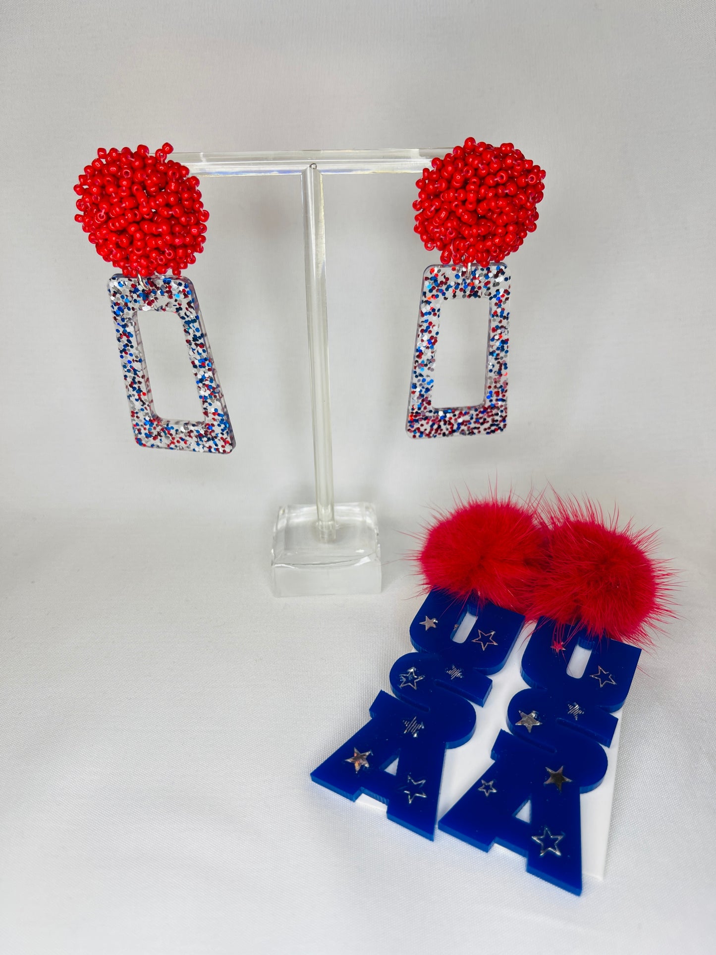 Red, White, and Glitter Earrings