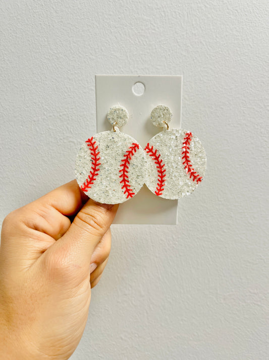 Glitter Baseball Earrings