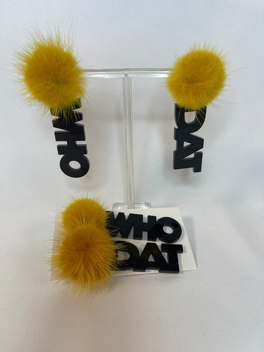 Who Dat Pom Pom Earrings