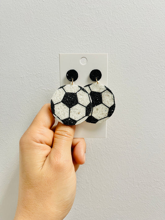 Glitter Soccer Earrings