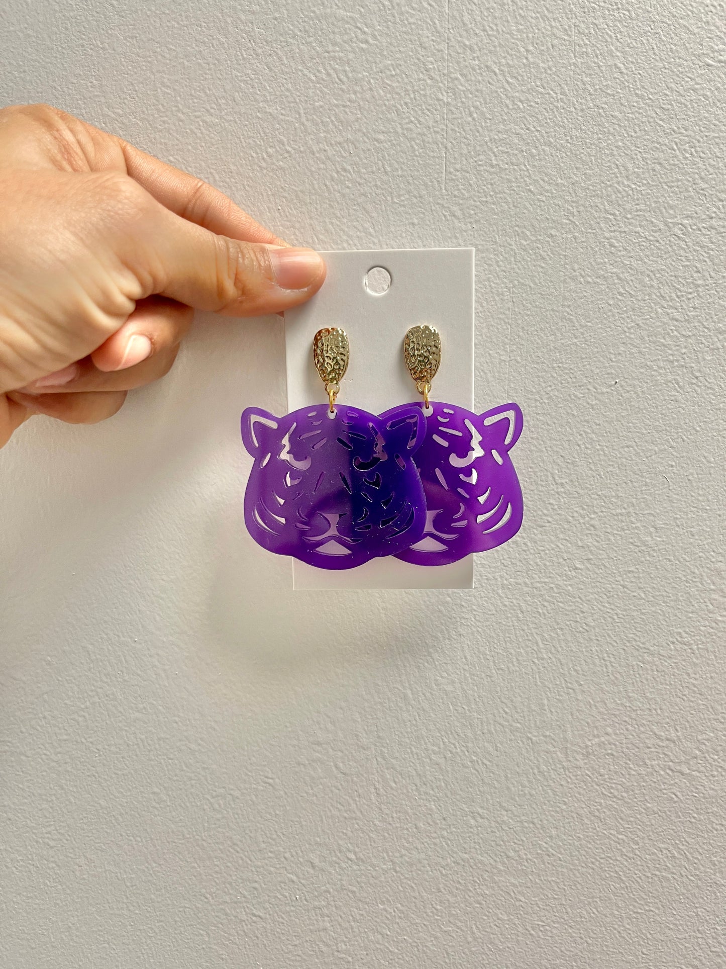 Tiger Pom Pom Earring