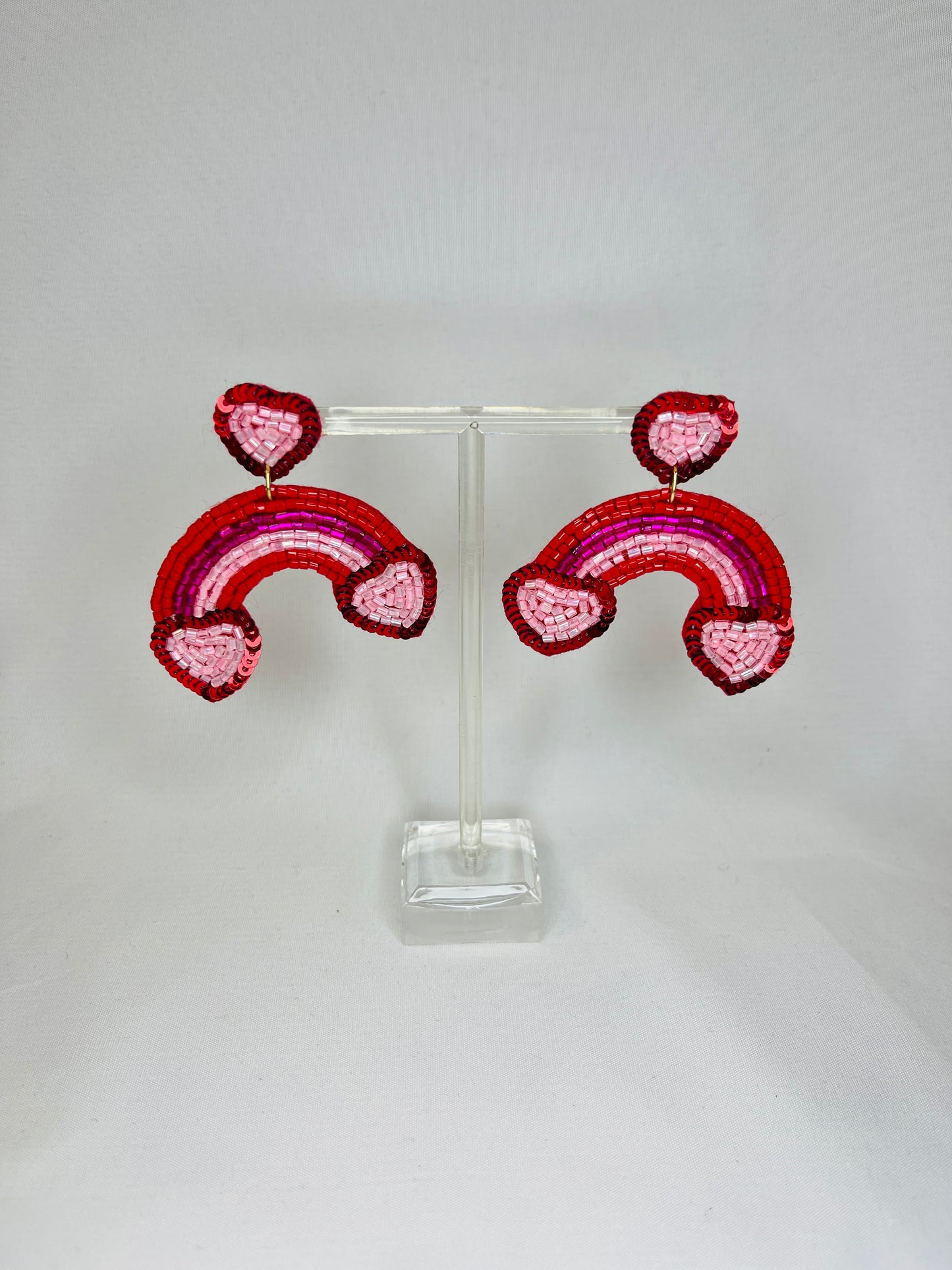 Pink Heart Rainbow Earrings