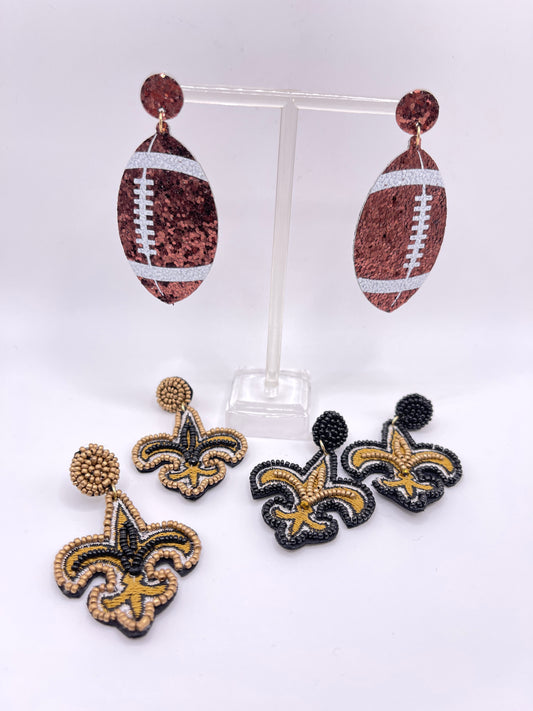 Glitter Football Earrings