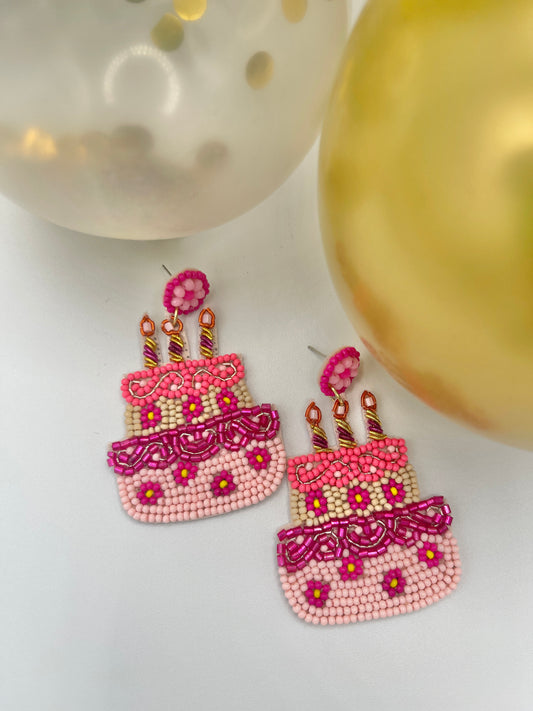 3 Candles Birthday Cake Earrings