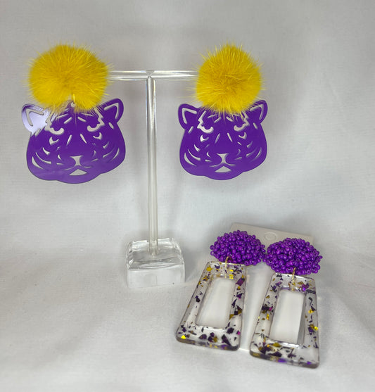 Tiger Pom Pom Earring