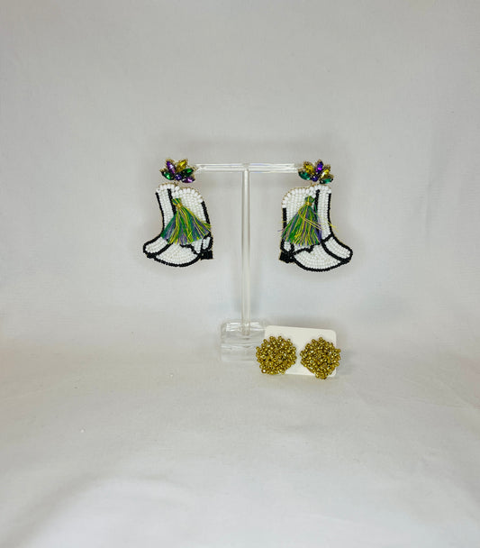 Beaded Marching Boots Earrings